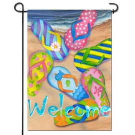 Anley Double Sided Premium Garden Flag, Flip Flops on Summer Beach Welcome Decorative Garden Flags for Home Decor - Weather Resistant & Double Stitched Yard Flags- 18 x 12.5 Inch