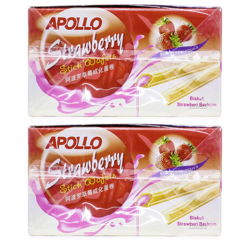 Apollo Malaysia Chocolate Strawberry Flavour Cream Wafer Biscuit Teatime Snack