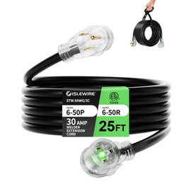 islewire 25ft 250V Welder Extension Cord, 8 Gauge Heavy Duty Outdoor Welding Cord with LED Indicator, NEMA 6-50P to 6-50R, 30 Amp 3 Prong Power Extension for Welding Machines, 8 AWG STW, ETL Listed