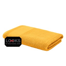 LOOKS By Wolfgang Joop Bath Towel, 70 x 140 cm, 100% Cotton, Luxury Hand Towel with Hanger and Embroidered Logo, Yellow