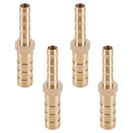 Fadbudss 4 Pcs Barb Fitting Reducer, Brass Straight Connector Reducing Adapters Transfer Splicer Mender Union Accessories Fit Hose ID 8mm to 6mm for Air Water Gas Fuel Oil Pipe Yellow