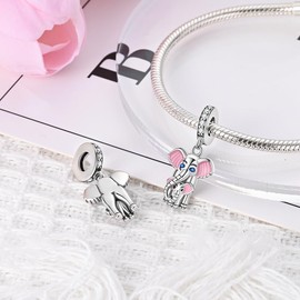 Pandach Women's Charm Pendant for Bracelet, 925 Sterling Silver Charms Beads Fits Bracelet and Necklace, Compatible with European Bracelets for Women Girls C17, Sterling Silver, Cubic Zirconia