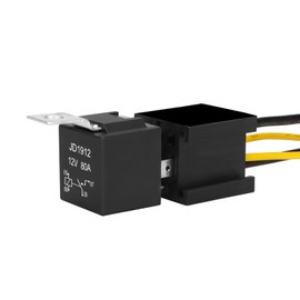 Weasch Car Relay Kit, 12V 80A, 4 Pin SPDT, Heavy Duty 12 AWG Tinned Copper Wires Automotive Relay and Harness Set for Automotive Car Marine Boat (1)