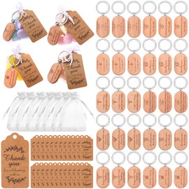 30 Sets Bible Inspirational Keychains Wooden Appreciation Gifts Bible Verse Bulk Key Rings with Thank You Card & Organza Bags Christian Quotes Wood Keyrings for Prayer Inspirational Engraved Party