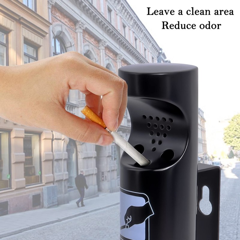 Poweka Round Wall Ashtray Stainless Steel for Restaurants Offices and