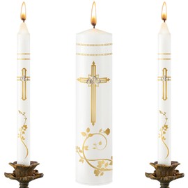 Frienda Unity Candles for Wedding Ceremony Set Wedding Unity Taper Candles Catholic Religious Ceremony Accessories(Retro Style)