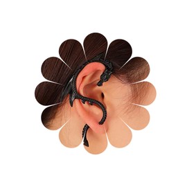 Allereyae Vintage Dragon Ear Cuff Wrap Earrings - Ear Climber, Black Wrap Around, Ancient Cartilage Ear Clip Jewelry