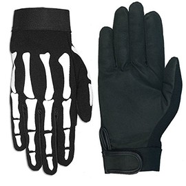 Hot Leathers Skeleton Mechanic Gloves (Black, Medium)