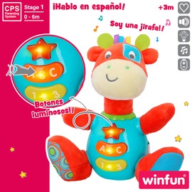 WinFun Baby Plush Talking & Lights Of Colors – Language: Spanish (colorbaby 85178) Giraffe