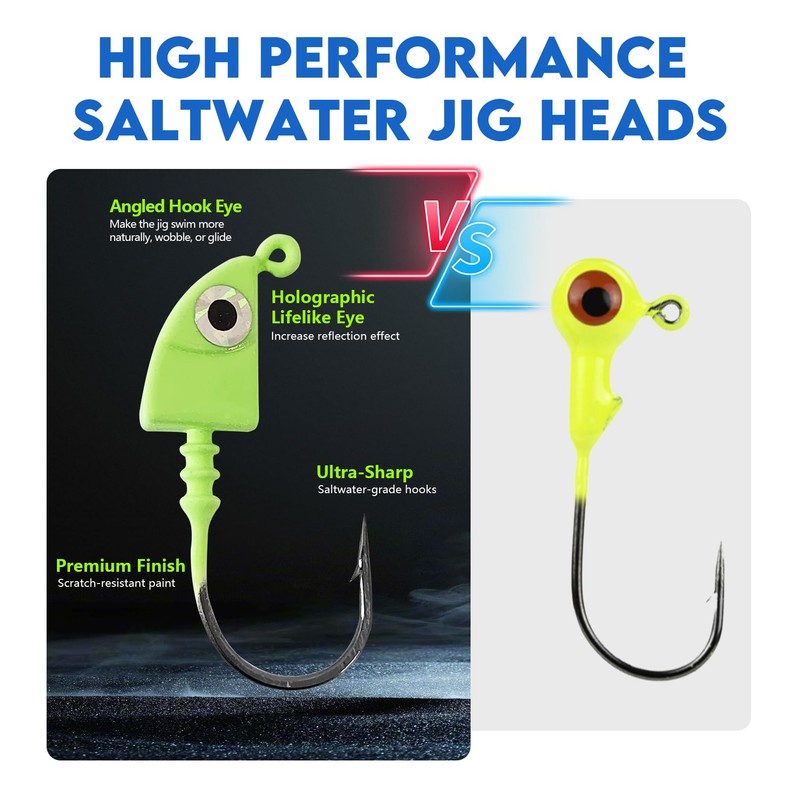 Eupheng Saltwater Jig Heads Pack of 15, Super Sharp Black