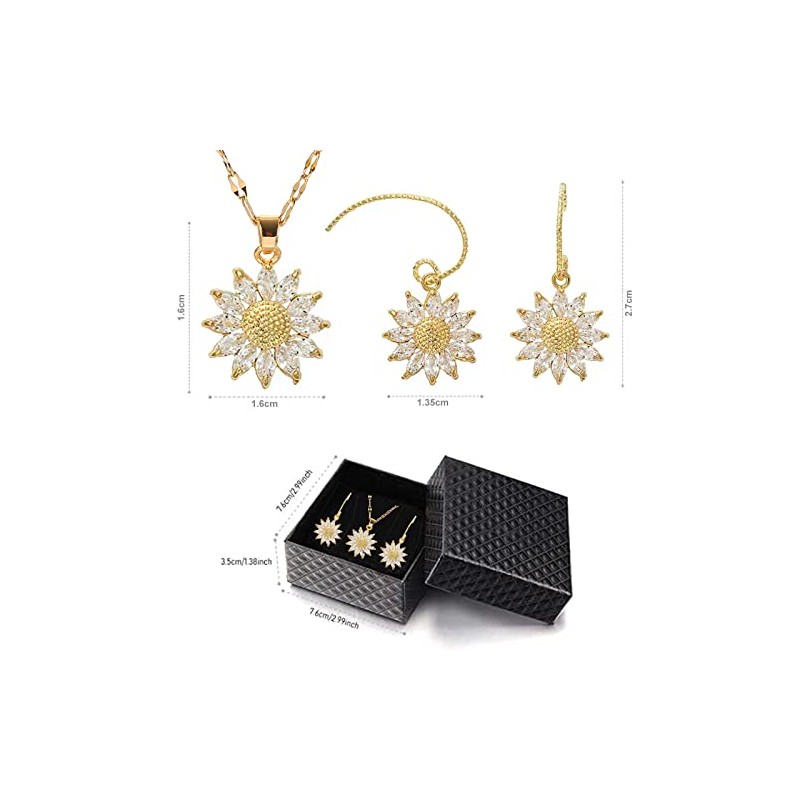 Qzgyoool Collares de Mujer, Juego Collar Aretes de Girasol Chapado