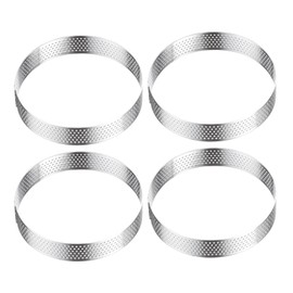 Westmark 4 x Tartelette Frames - Perfect Tart and Quiche Tins - Perforated Even Baking Results - Silver, 4 x Diameter 8 cm