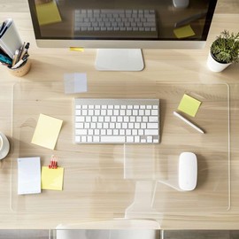 Clear Desk Mat, Non-Slip PVC Clear Desk Protector Mat with Round Edge, Heat Resistant & Waterproof Clear Desk Pad Desk Table Protector for Home and Office, Clear, 60x30cm (2x1ft)