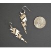 Real Metal Lightning Bolt Earrings Polished Silver Dangle #986