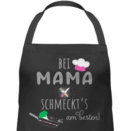 Shirtracer - Apron - Women's 1 - Cooking Apron with Mama schmeckts am Besten I Cooking Apron Gift Mum I Best Mum Cooking Apron I Kitchen Apron Mum I Gift Mum Christmas I Mum Gift, 1 black