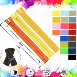 COOLBOTANG Color Zipper, Colorful Zipper, Set for Crafts, Repair, Trousers, Jeans, Pouches, Coil Fasteners, 7.9 inches (20 cm), 20 Colors, Total of 100 Pieces