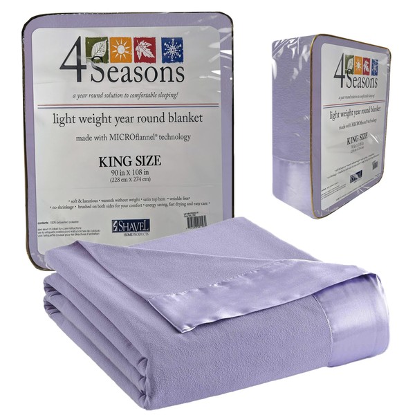 Thermee Micro Flannel Shavel King-Size All Seasons Lightweight Sheet Blanket,