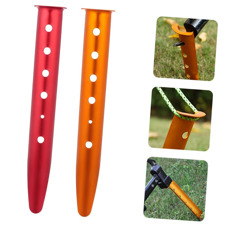 KOMBIUDA 4pcs U-Shaped Aluminium Alloy Tent Pegs Camping Stakes for