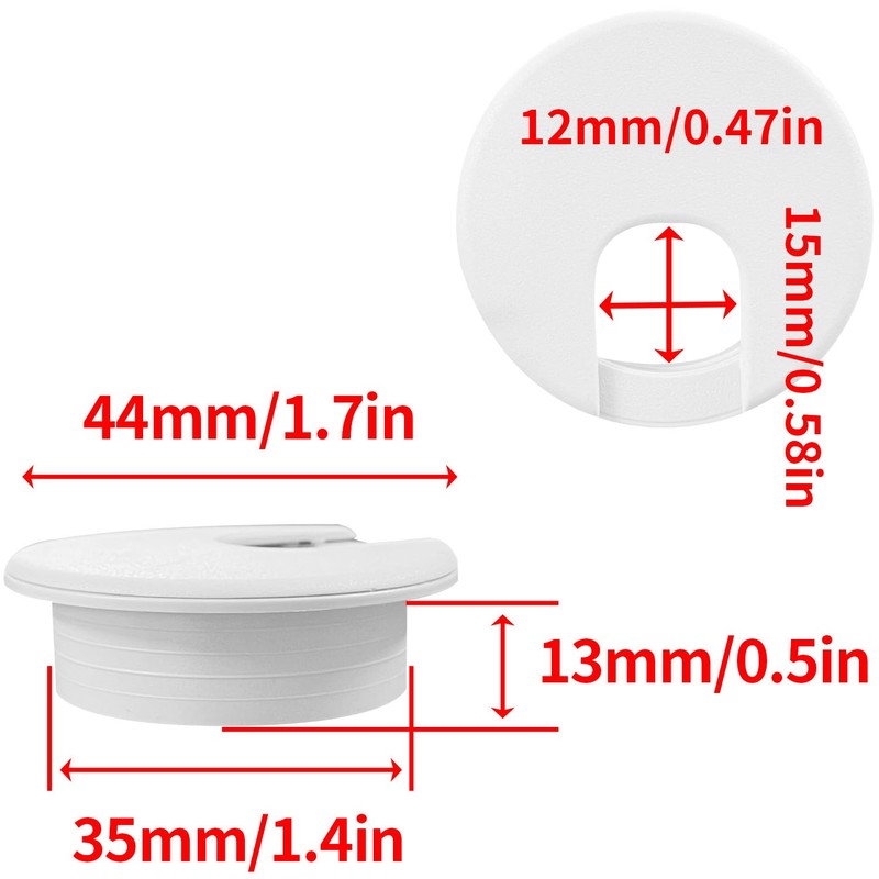 Surf turtle 1-3/8inch Desk Grommet 2 Pack White Desk Hole