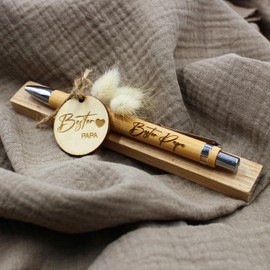 VmG-Store Wooden Ballpoint Pen Gift Idea for Mother's Day Mum Father's Day Birthday Dad Grandma and Grandpa Work Colleague Girlfriend Boyfriend (with Decoration, Best Dad)