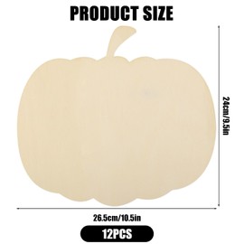 12 Large Wooden Pumpkin Cutouts, 10.5 x 9.5 Inch Unfinished Pumpkin Cutouts for Halloween Thanksgiving Party DIY Craft Supplies