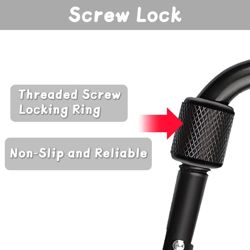 3 Pieces Carabiner Hook, Screw Lock Key Carabiner, Small Carabiner