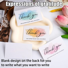 Pack of 90 thank you cards, blank inside of the card, watercolour design thank you cards, thank you cards for wedding, birthday, business, communion