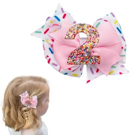 2nd Birthday Decorations Hair Bows for Girls Granddaughter Daughter 2nd Birthday Bow Hair Clips Ice Cream Hair Accessories for Baby Girl 2nd Birthday Outfit Girl Hair Barrettes