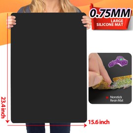 LEOBRO Large Silicone Mat, 23.4” x 15.6” Black Silicone Mats for Crafts, Play Dough Mat, for Resin Molds, Clay, Paint, Arts and Crafts, Medium Thickness 0.75 MM