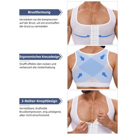 MISS MOLY Shapewear Men's Chest Binder Men's Sleeveless Binder Trans Tight Compression Corset Men Elastic Tummy Control Undershirt Figure Shaping Body Shaper Vest (White, L)