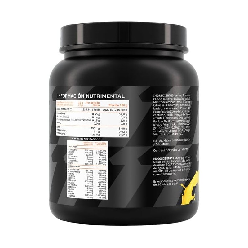 PROWINNER Amino BCAA Recovery Sabor Mandarina, Suplemento Alimenticio, Postworkout Vitamina