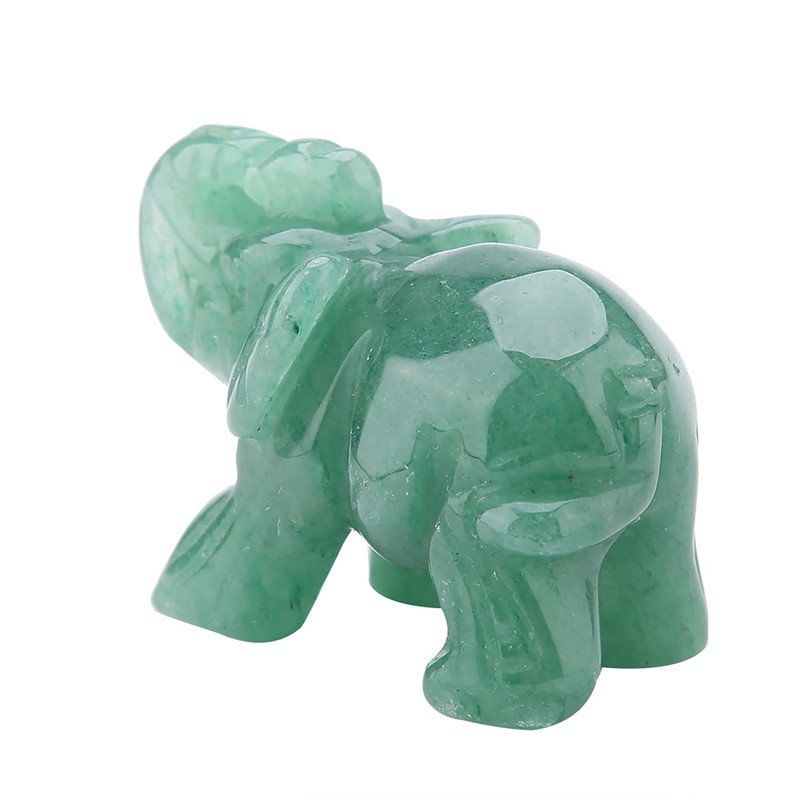 2inch Natural Jade Carved Elephant Crystal Figurine Home Decoration Furnishing