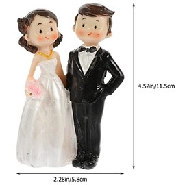 Kisangel - Muñeca decorativa para parejas, decoración de pastel de resina, figura de novia y novio, decoración de pastel de boda, accesorio de mesa para boda, multicolor, 4.52 x 2.28 x 1.57 pulgadas