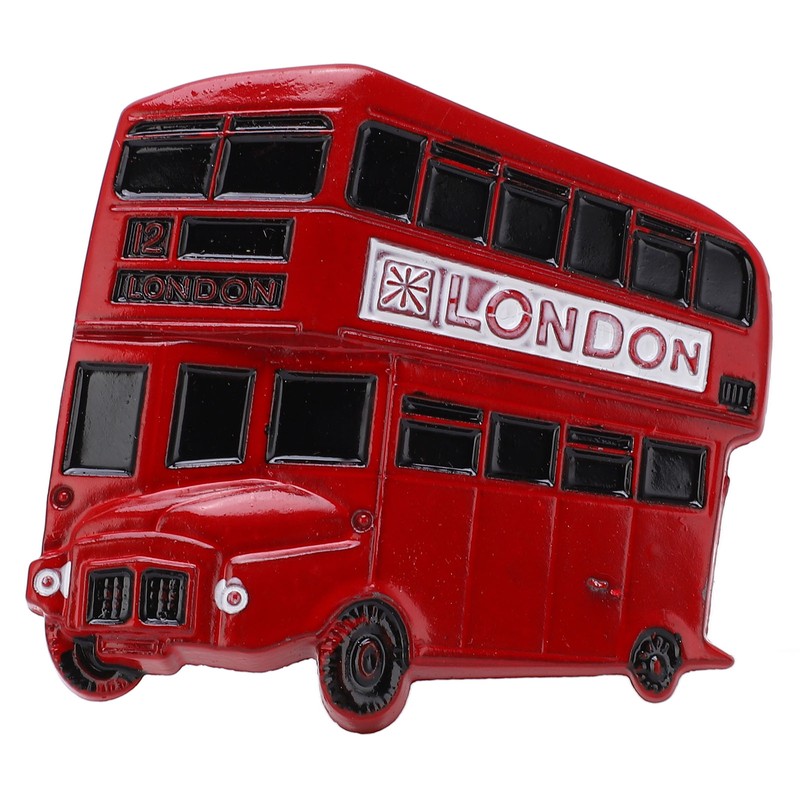 3Pcs Bus Fridge Magnet Red Bus Design Bright Colors Magnetic