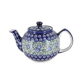 Blue Rose Polish Pottery Seaside Swirl Medium Teapot