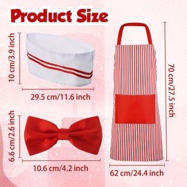 SATINIOR Kit de 4 Disfraces de Camarero Disfraz de Camarero de Perritos Calientes para Adulto Disfraz de Noche de Cine para Cosplay de Fiesta de Navidad de 1950s