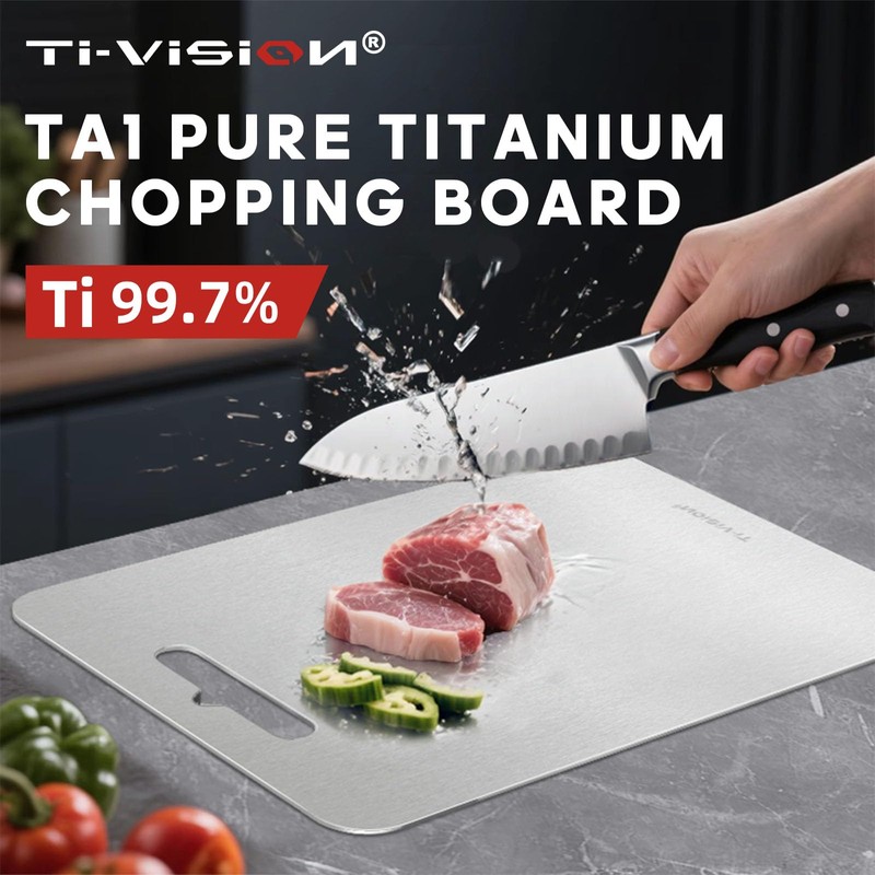 GR1 Pure Titanium Cutting Board for Kitchen Ultra-Durable, Lightweight, Dishwasher