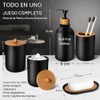 Juego de 5 accesorios de baño negros mate, dispensador de