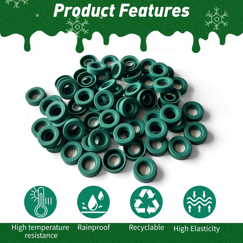 C7&C9 Christmas String Lights（E12&E17）Candelabra Green Rubber Socket Seal O-Ring （150