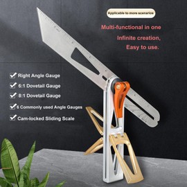 NS Juvyig Woodworking Scriber Ruler Movable Angle T-Shape Mult-Angle Scribing Tool, Marking Line Positioning Square Dovetail Gauge for Carpenter