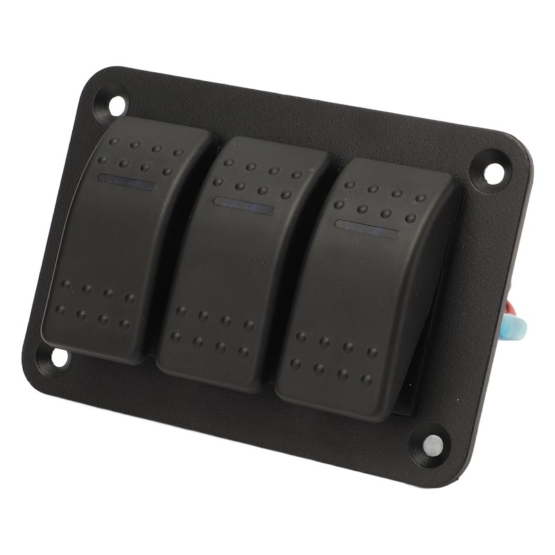 3 Gang Rocker Switch Panel IP65 Waterproof DC12‑24V Blue Light