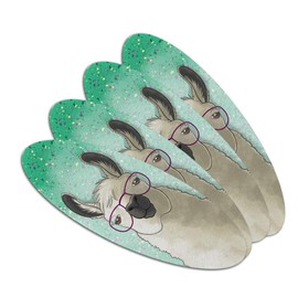 Hip Llama with Glasses Double-Sided Oval Nail File Emery Board Set 4 Pack