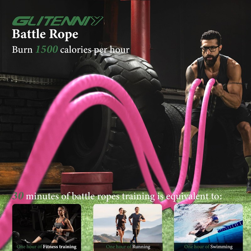 1 inch 30ft Pink Battle Rope Workout Rope Battle Ropes