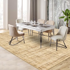 GarveeHome Washable Rugs 8x10 Rug for Living Room Modern Area Rug for Bedroom Non Slip Indoor Braided Print Large Area Rug Thin Non Shedding Stain Resistant Carpet for Dining Room 8'x10' Natural