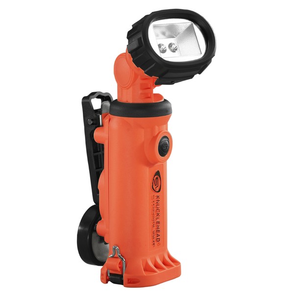 Streamlight 90657 Knucklehead Articulating Head Rechargeable LED Work Light with Clip 120-Volt AC/12-Volt DC Steady Charger, Orange - 200 Lumens