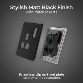 BG Electrical Single Switched Power Socket, 13A, Matt Black