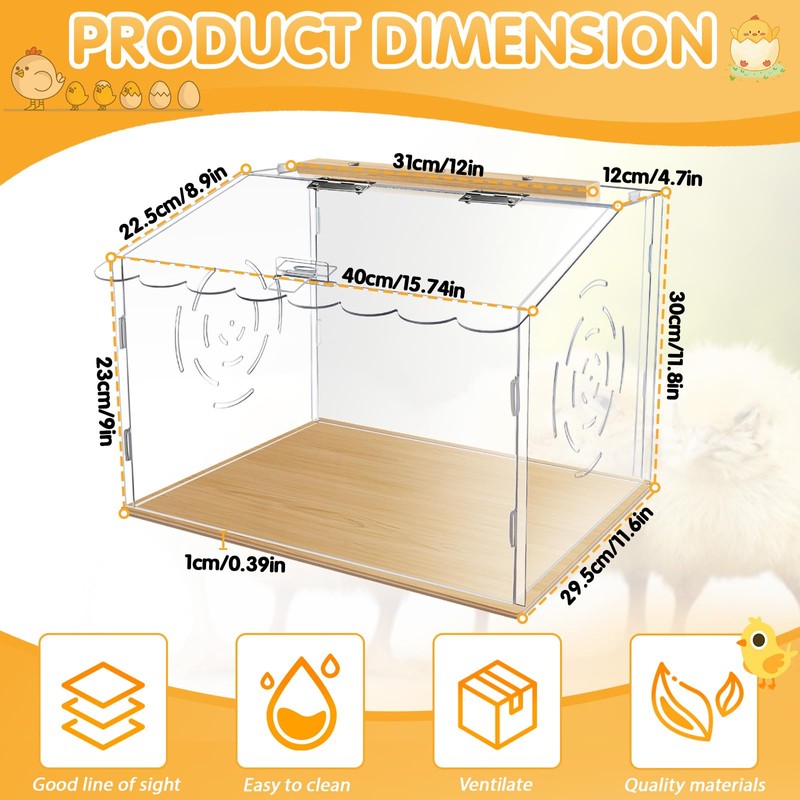 Spacious Chicken Brooder Boxs, Brooder Box for Chicks, Acrylic Chicken