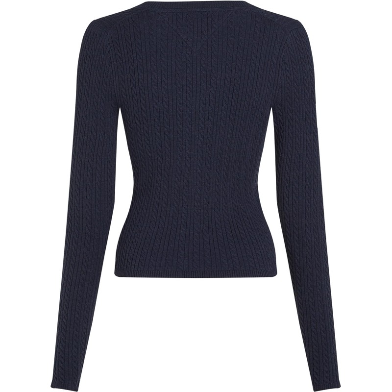 Tommy Jeans Women's Cable Essential Button Down Cardigan, blue, M