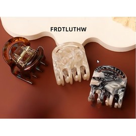 JiaoZoum Hair Claw Clips, 3pcs Handmade Durable Non-Slip Clips for Women and Girls with Medium Thick and Thin Hair, Stylish Lightweight Barrettes (Gray,Brown,Black)