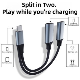 USB C Splitter,USBC Splitter 2 Port,USB-C Male to 2USB-C Female Cord Converter,UCB-C Sp-litter 2 Port Charging,2 In 1 Multifunctional UCBC Sp-litter,USBC Double Adapter Compatible With PC Laptop